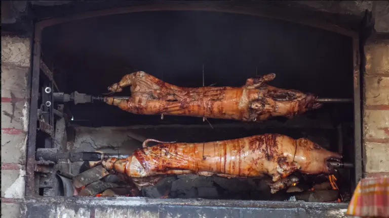 Suckling pig on a spit